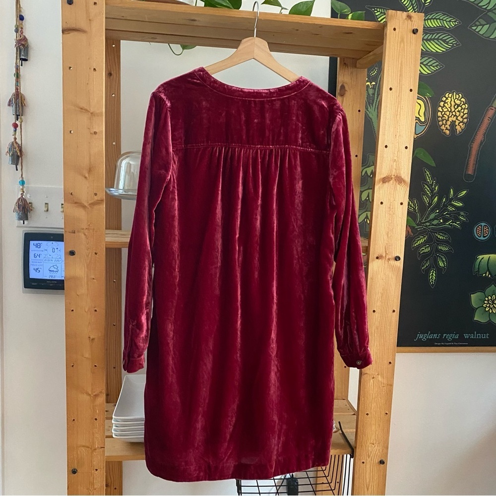 Anthropologie Berry Pink Velvet Melody Long Sleeve Mini Tunic Dress Small - Picture 4 of 14